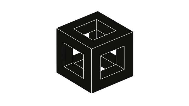 Impossible cube optical illusion geometric art paradox visual