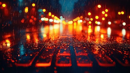 Night rain street scene