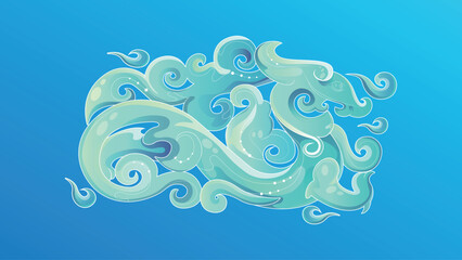 Chinese-inspired ornamental background with a walking dragon