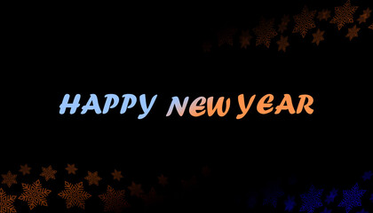 Happy New Year blue typography on dark background, Elegant festive holiday background wallpaper