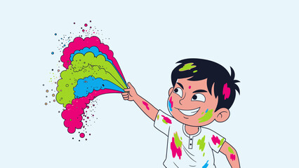 Boy celebrating holi with colors