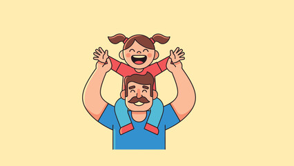 Father carrying daughter on shoulders