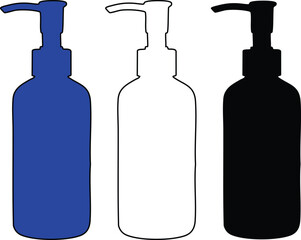 Three Liquid Soap Dispensers in Blue White and Black