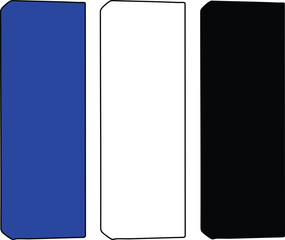 Three Vertical Rectangles in Blue White and Black