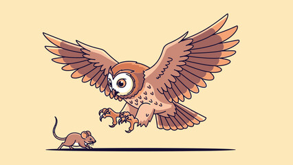 Owl hunting a mouse