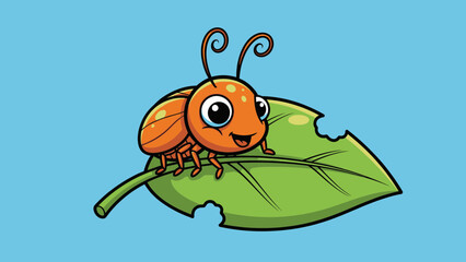 Cheerful orange bug on a leaf