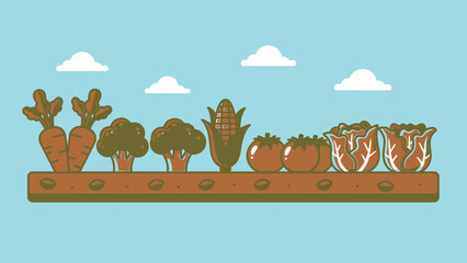 Assorted vegetables in a garden