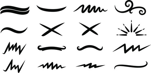 Fototapeta premium Collection of abstract black line art symbols and shapes