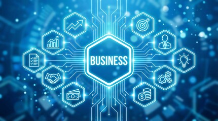 Fototapeta premium Business concept with icons and technology background