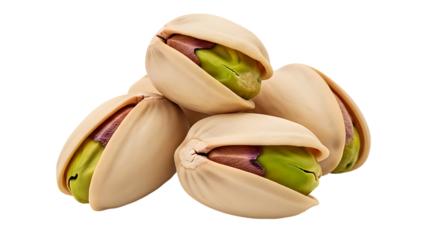 Pistachios with shells partially open on a black background
