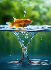 goldfish jumping out of water