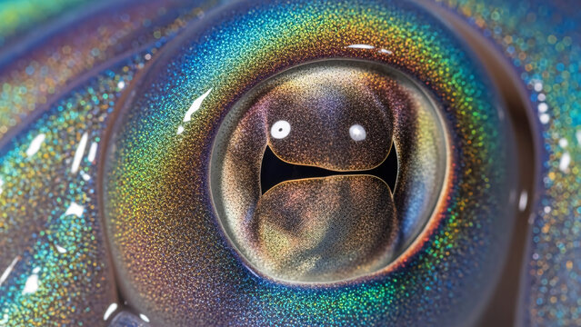 Colorful Iridescent Squid Eye Close-up Detail