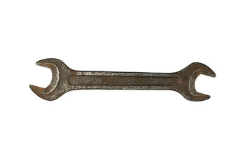 Rusty Double-Ended Wrench on Transparent Background for Industrial and Vintage Themes