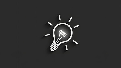Glowing Light Bulb Icon Representing Ideas and Innovation on Dark Background