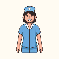 Professional female nurse character vector illustration in hospital uniform