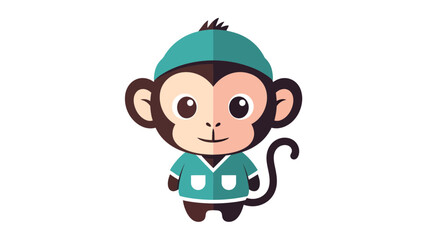 Adorable cartoon monkey character illustration wearing a cap and shirt vector design