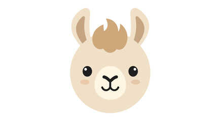 Obraz premium Adorable llama face illustration with soft pastel tones and minimalist design creating a charming