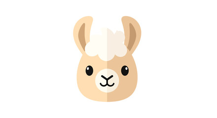 Obraz premium Adorable minimalistic llama face illustration on plain white background graphic design