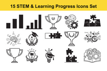 Bar chart icons representing growth and progress in STEM and learning 