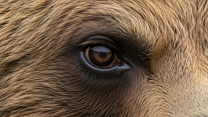 Intense Close-up Portrait of a Grizzly Bear Eye