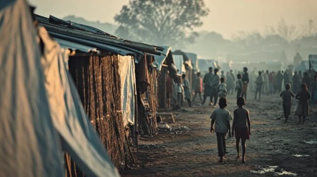 World War Orphans Day Refugee Camp Children Walking Away