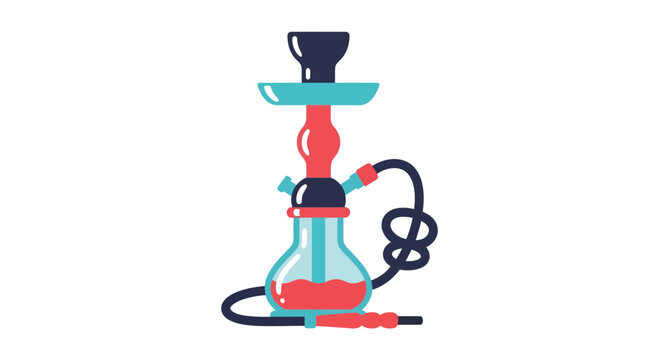 Artistic rendering of an elaborate hookah with vibrant colors on a blank backdrop