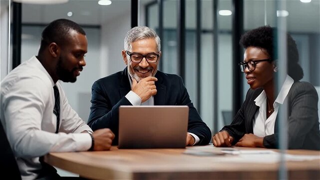 Executive Team Reviewing Data - Modern Office Leadership Meeting