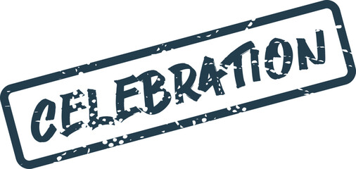 Vibrant Distressed Celebration Text Rubber Stamp for Festive Events and Special Occasions