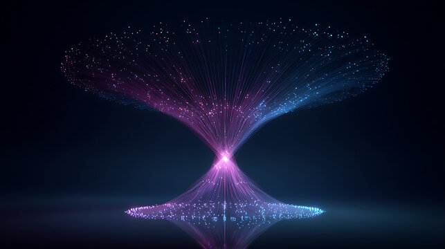 Luminescent strands converge and diverge in swirling digital nebula abstract digital art - Powered by Adobe