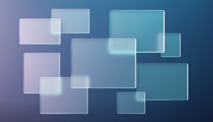 Abstract blue geometric background featuring 3d square shapes and digital cube patterns for a modern business web banner illustration