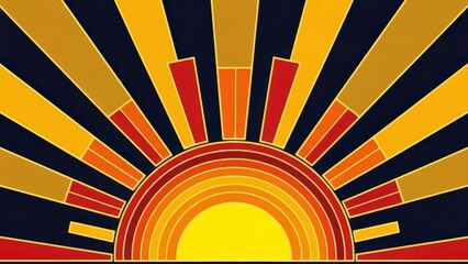 Retro Sunburst Abstract Background Design with Warm Colors.