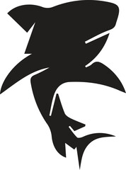 Stylized shark silhouette vector graphic logo design