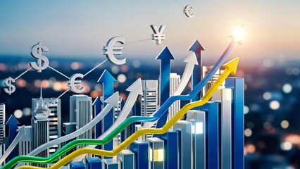 business graph with rising arrow