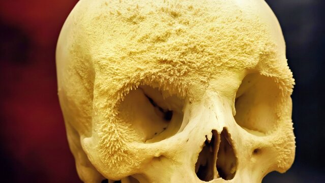 human skull showing bone cancer 