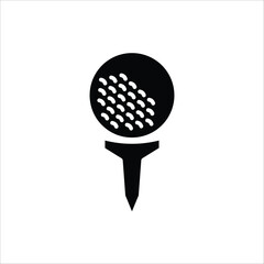 Golf icon. Golf stick, Golf Ball and Golf Flag symbol. For web design. Vector illustration Isolated on white background.