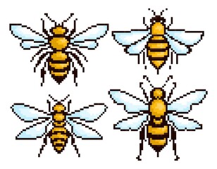 The set pixel bee symbol in flight.
