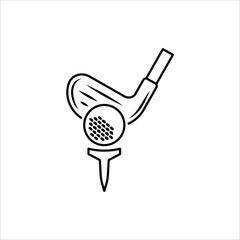 Golf icon. Golf stick, Golf Ball and Golf Flag symbol. For web design. Vector illustration Isolated on white background.