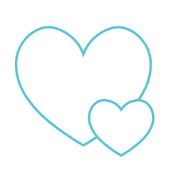 大小のハートが重なったシンプルな手描きイラストアイコン 水色