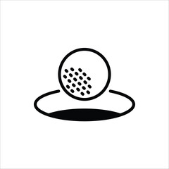 Golf icon. Golf stick, Golf Ball and Golf Flag symbol. Vector illustration for web design. Isolated on white background.
