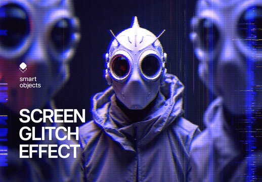 Screen Glitch Photo Effect Mockup