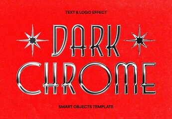 Dark Chrome Text & Logo Effect Mockup