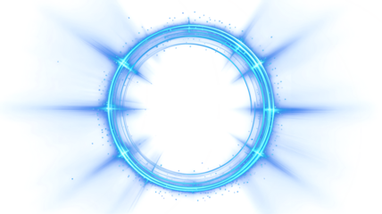 Png Glowing Blue Energy Ring – Futuristic Light Portal with Radiant Sparkle Effects