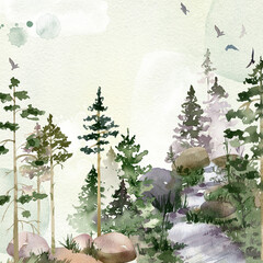 Watercolor forest.