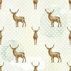 Seamless pattern with deer.