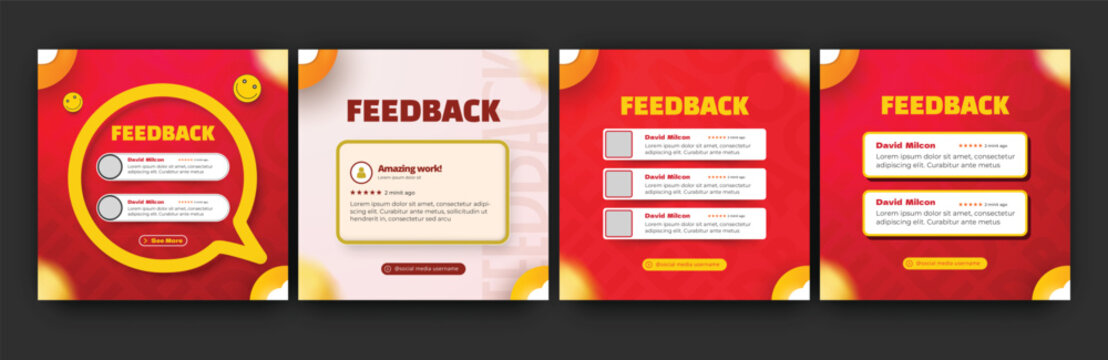 Customer feedback testimonial social media post web banner template Bundle. Customer feedback review or testimonial design