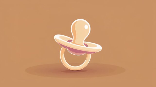 Animated Peach Baby Pacifier Illustration Spinning on Warm Brown Background