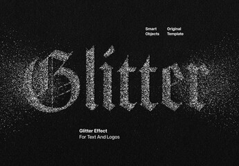 Silver Glitter Text Effect Mockup