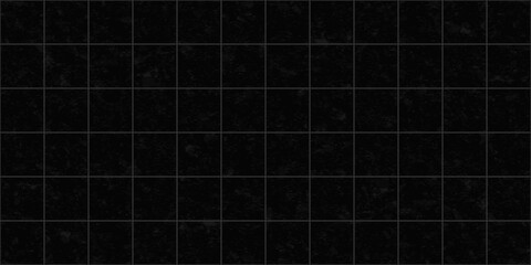 Black ceramic tile seamless pattern for floor and wall. Modern square mosaic for kitchen backsplash, bathroom and toilet floor. Abstract minimal background with dark stone tiles, vector illustration © chizhovao