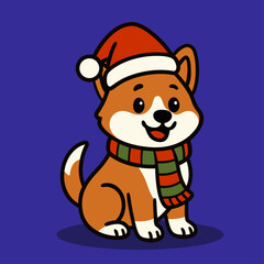 Cute Christmas Puppy Wearing Santa Hat