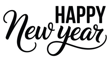 happy new year hand lettering typography with elegant script and bold text modern calligraphy greeting design for holiday celebration